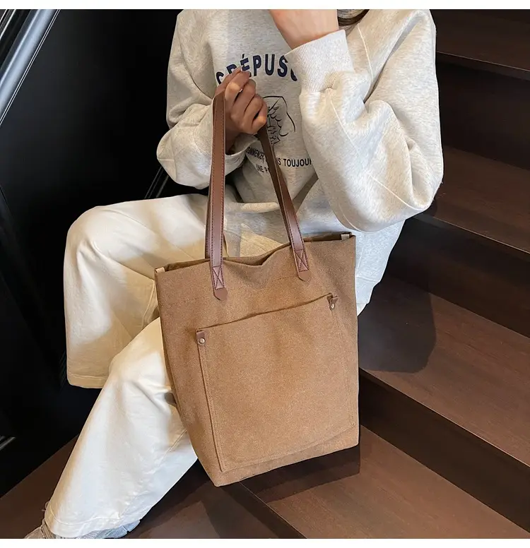 Women Cross-Border Canvas Tote Bag Large Capacity Tan — feature 20