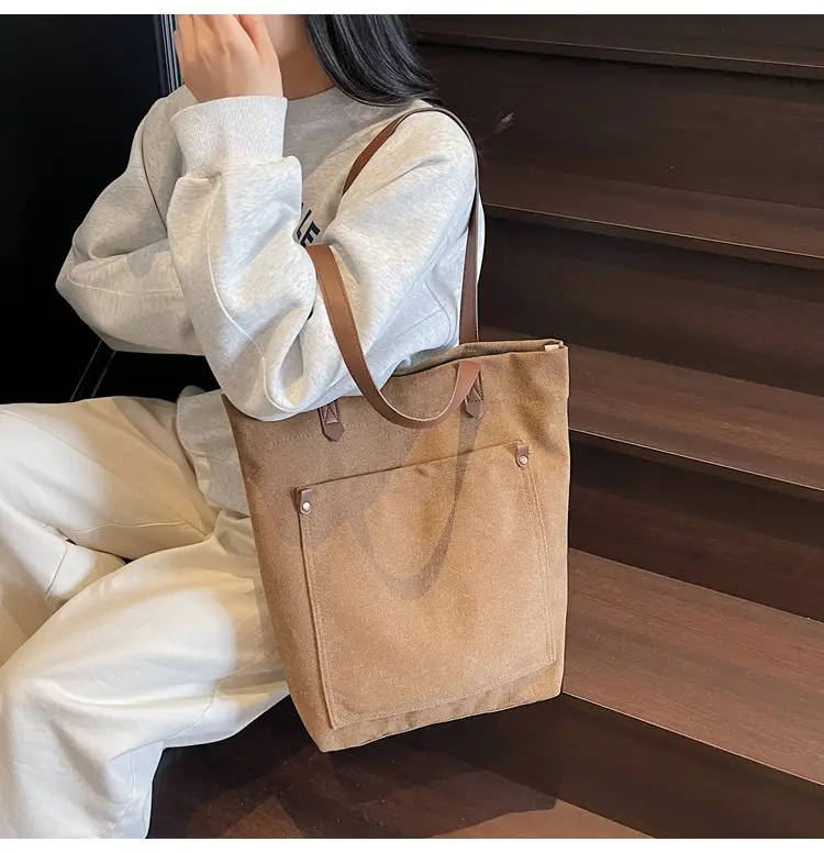 Women Cross-Border Canvas Tote Bag Large Capacity Tan — feature 21