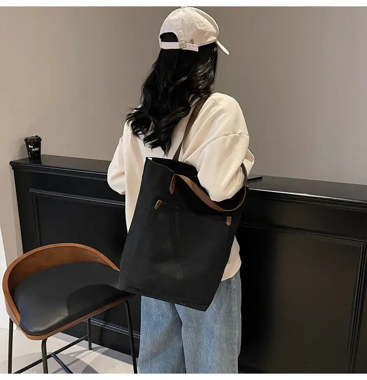 Women Cross-Border Canvas Tote Bag Large Capacity Tan — feature 24