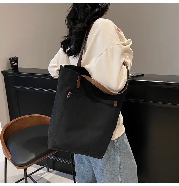 Women Cross-Border Canvas Tote Bag Large Capacity Tan — feature 25