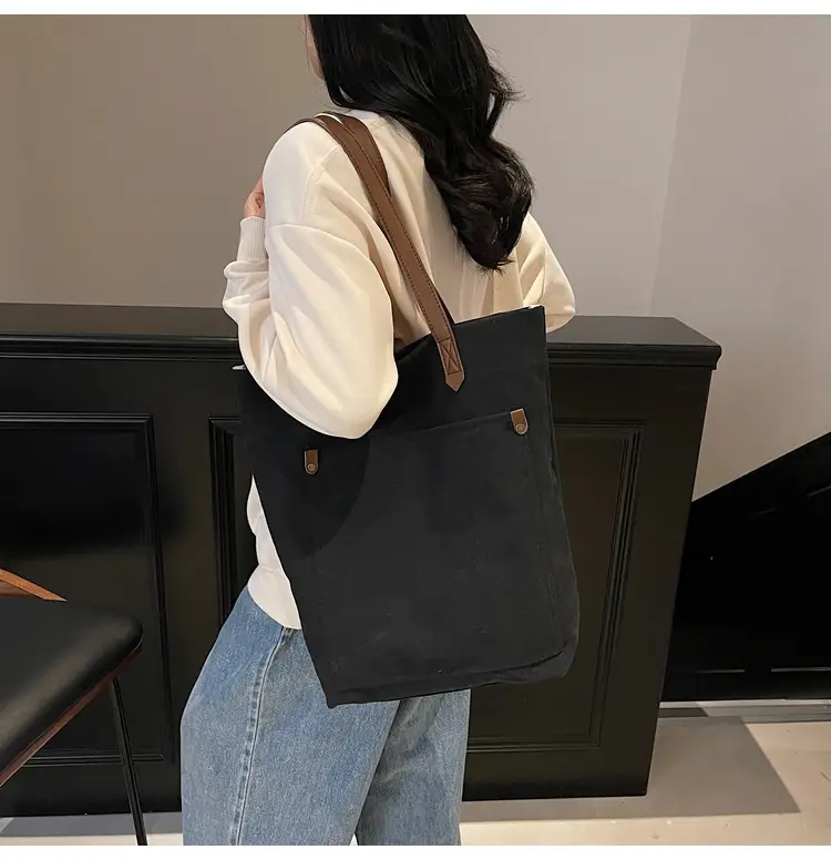 Women Cross-Border Canvas Tote Bag Large Capacity Tan — feature 26