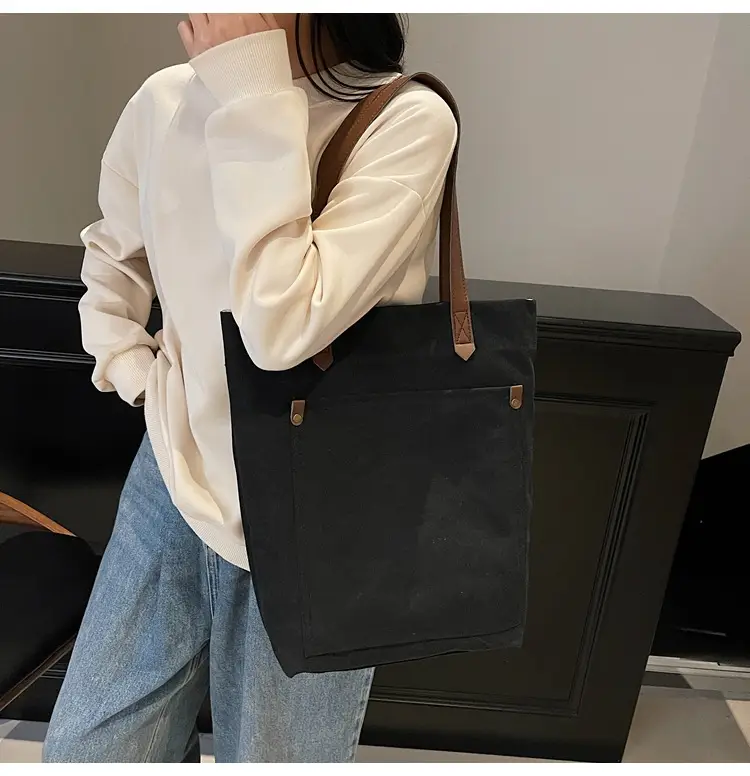 Women Cross-Border Canvas Tote Bag Large Capacity Tan — feature 27