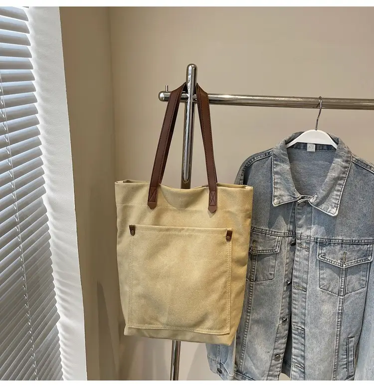 Women Cross-Border Canvas Tote Bag Large Capacity Tan — feature 28