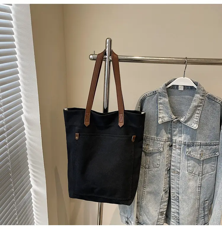 Women Cross-Border Canvas Tote Bag Large Capacity Tan — feature 32