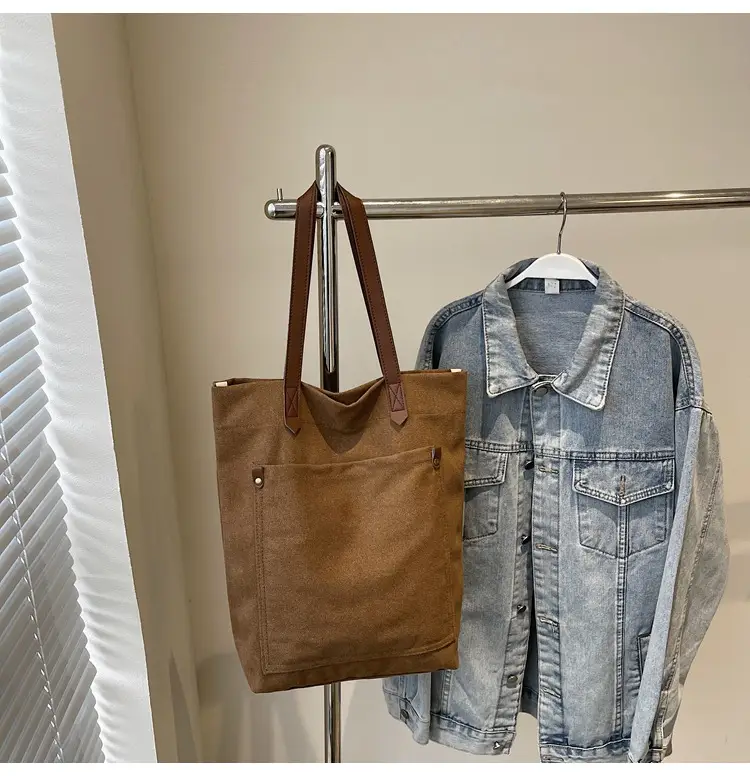 Women Cross-Border Canvas Tote Bag Large Capacity Tan — feature 37