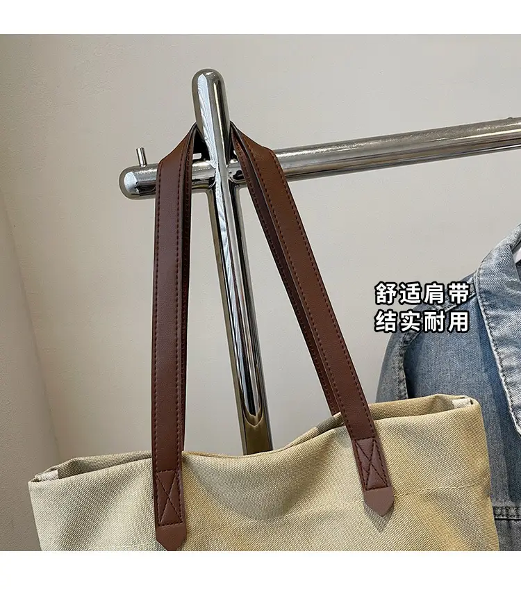 Women Cross-Border Canvas Tote Bag Large Capacity Tan — feature 4