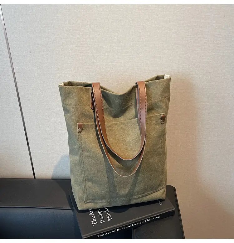 Women Cross-Border Canvas Tote Bag Large Capacity Tan — feature 42
