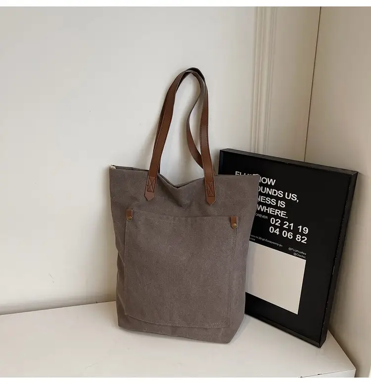 Women Cross-Border Canvas Tote Bag Large Capacity Tan — feature 47