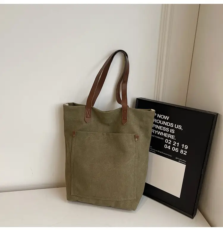 Women Cross-Border Canvas Tote Bag Large Capacity Tan — feature 48
