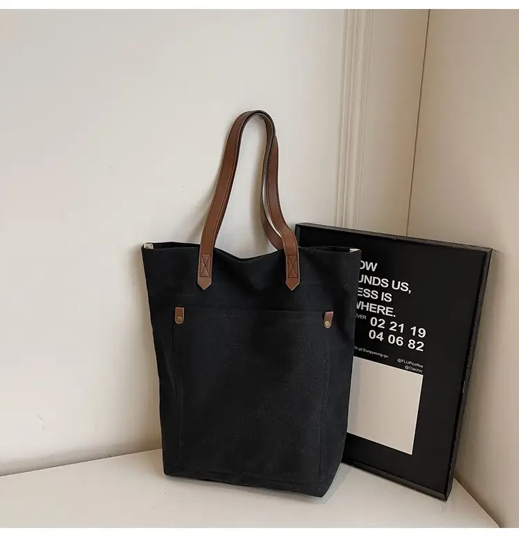 Women Cross-Border Canvas Tote Bag Large Capacity Tan — feature 49