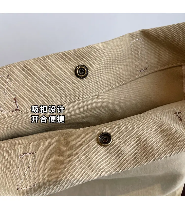 Women Cross-Border Canvas Tote Bag Large Capacity Tan — feature 5