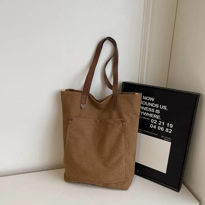 Women Cross-Border Canvas Tote Bag Large Capacity Tan - Image 2