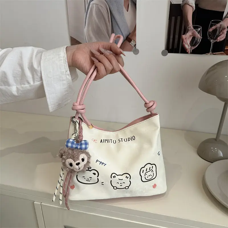 Women's Cute Cartoon Shoulder Bag Pink Handle 2025 - Image 3