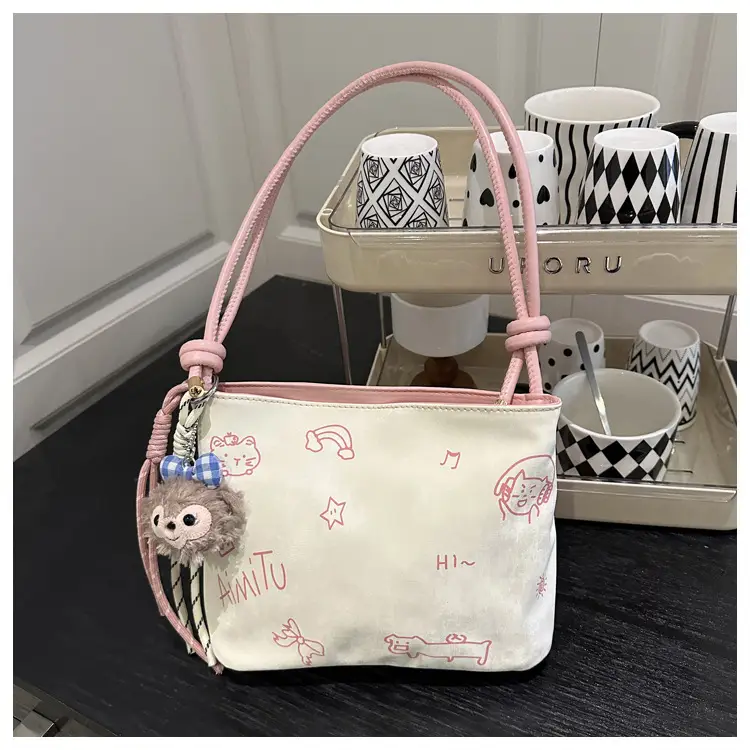 Women's Cute Cartoon Shoulder Bag Pink Handle 2025 - Image 2
