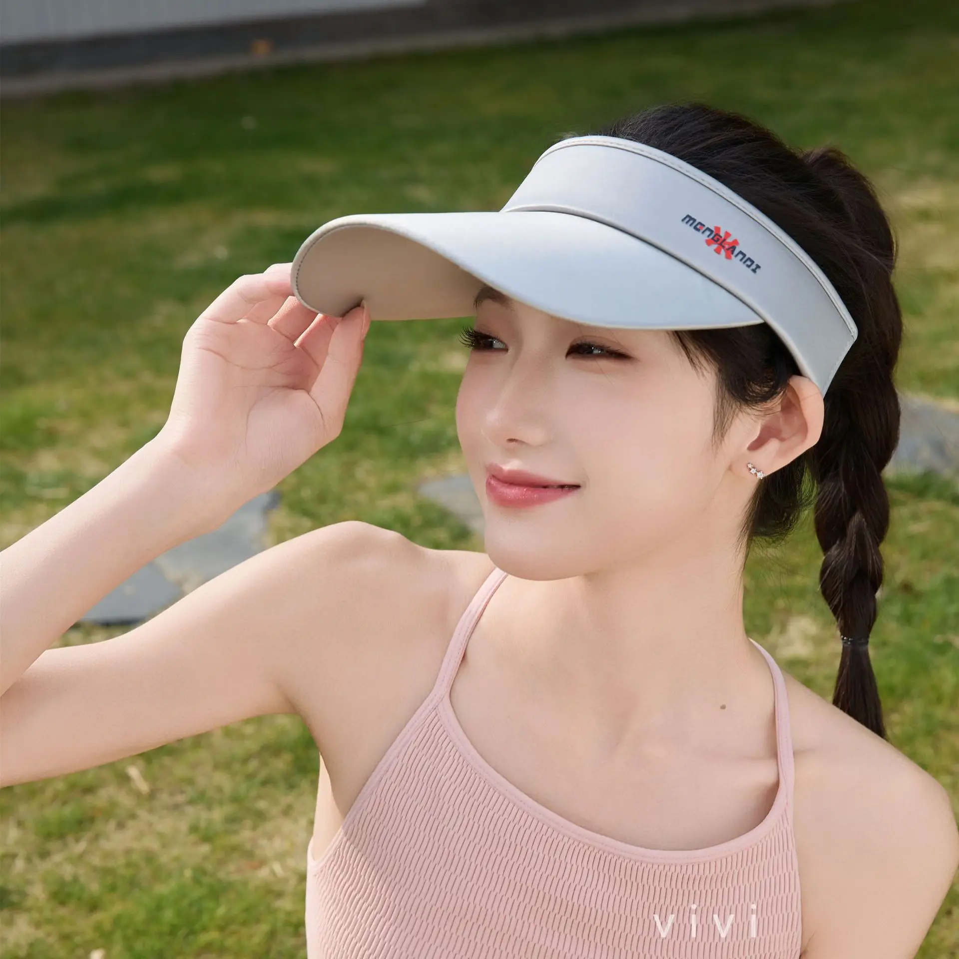 Women White UV Visor Hat with Extended Brim — feature 4