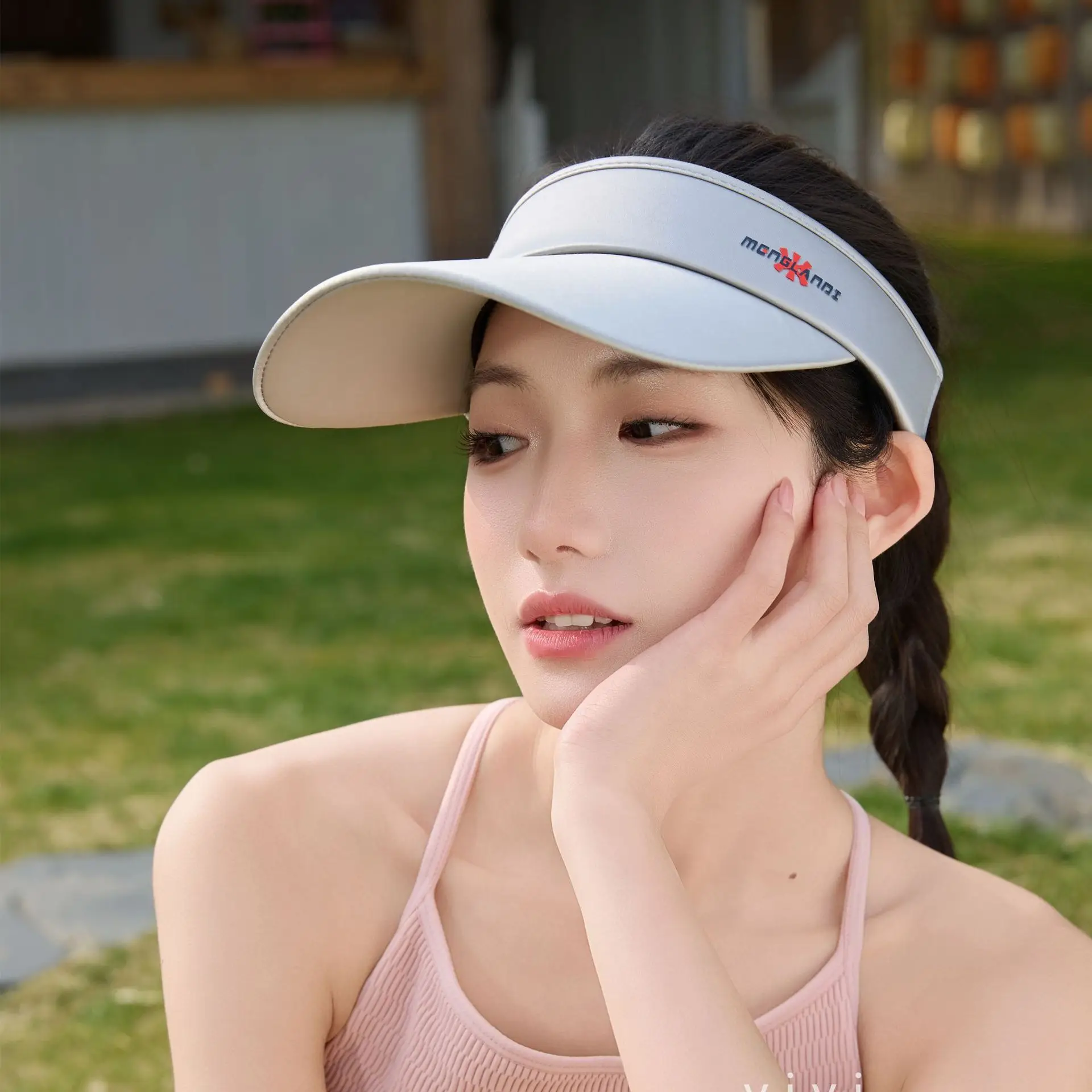 Women White UV Visor Hat with Extended Brim — feature 8
