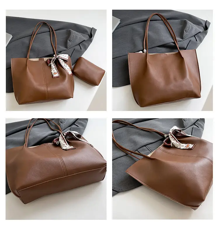 Women 2025 Large Capacity Tote Bag Black Leather — feature 10
