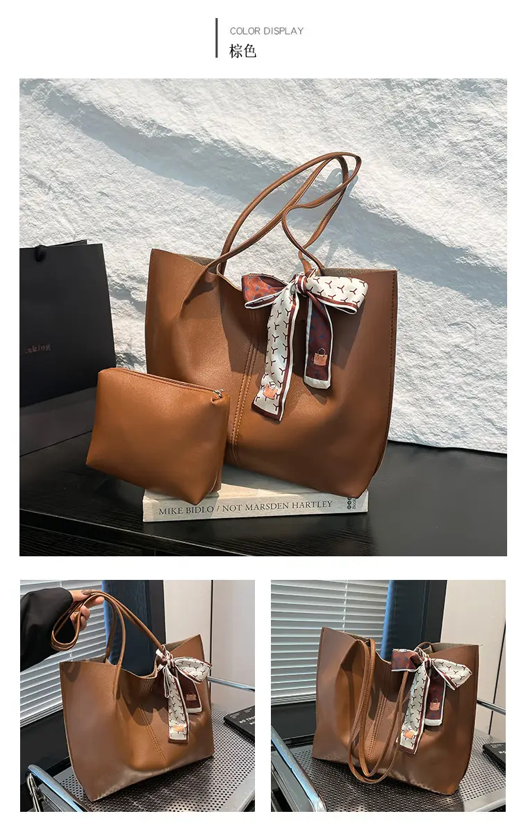Women 2025 Large Capacity Tote Bag Black Leather — feature 13