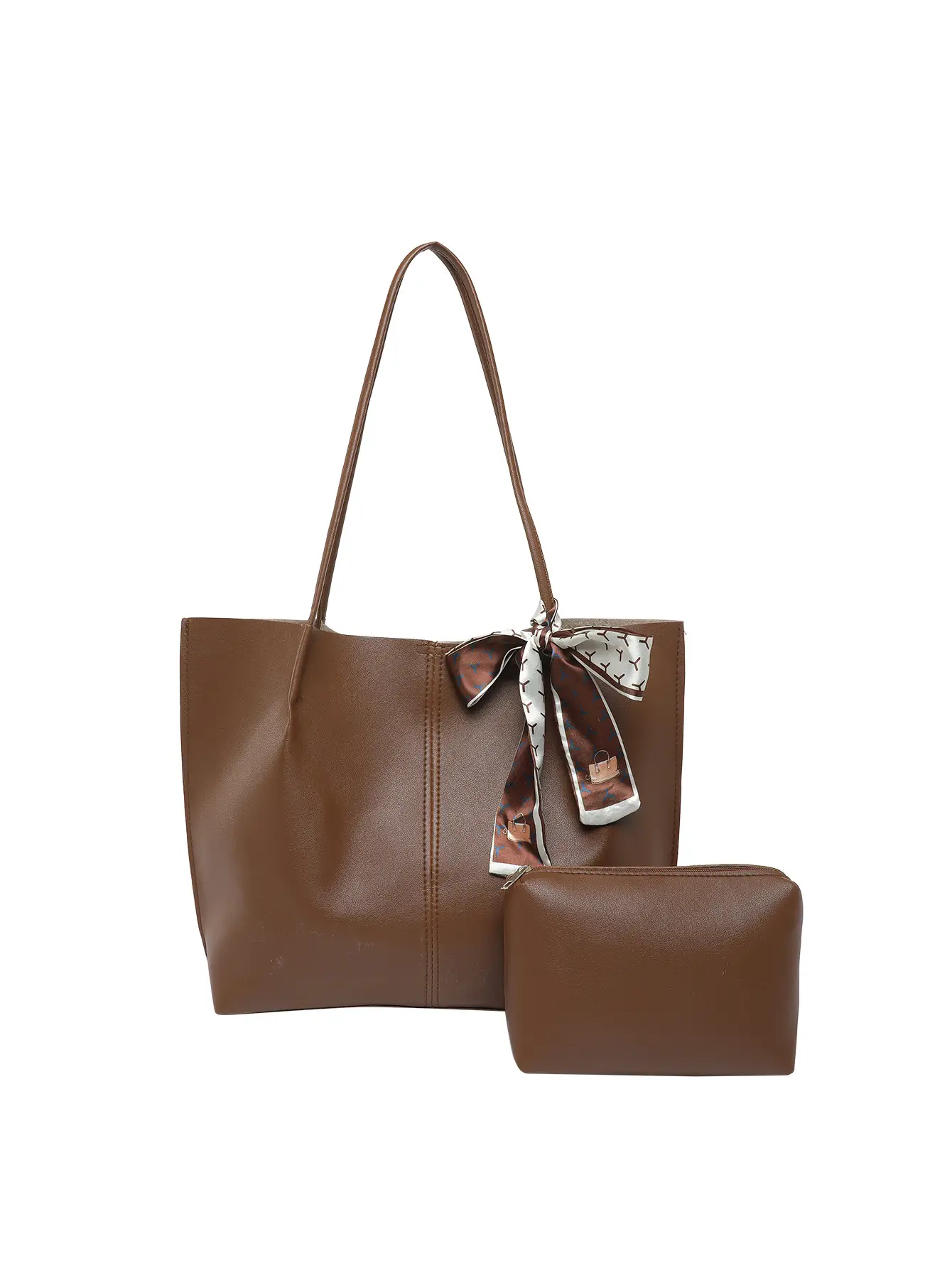 Women 2025 Large Capacity Tote Bag Black Leather - Image 2