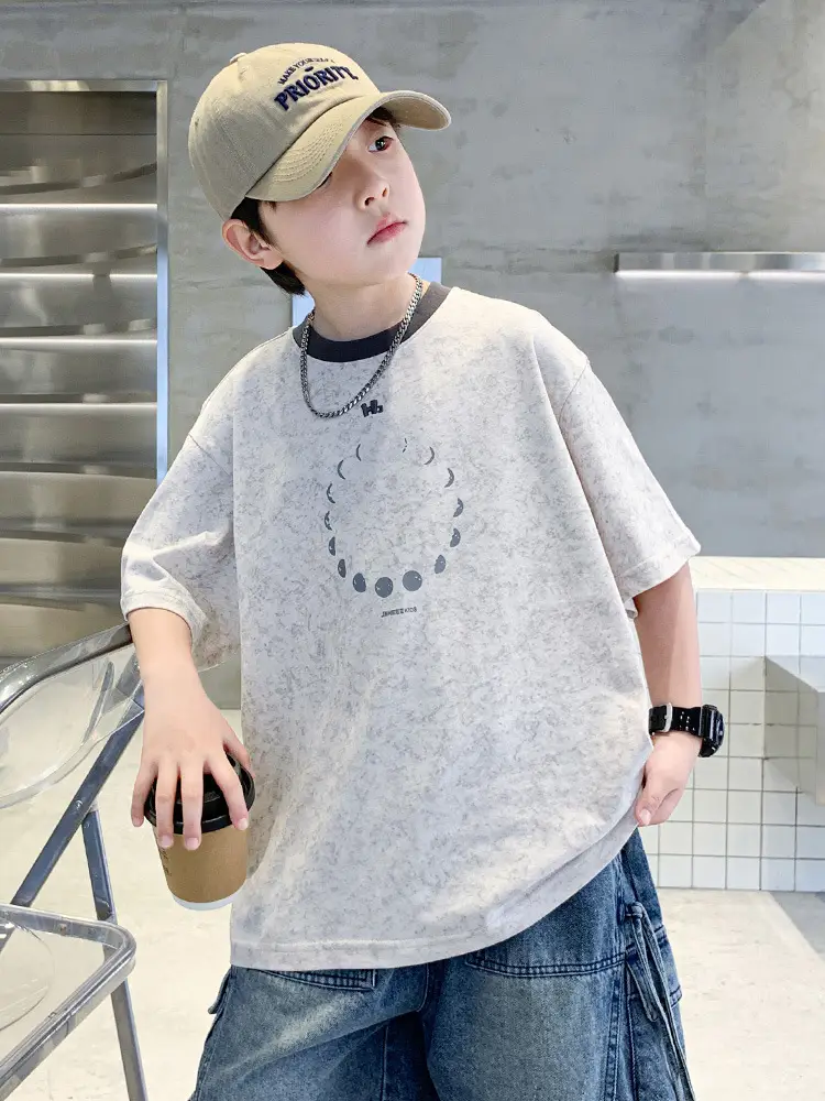 Summer Boys T-Shirt Blue Cotton Half Sleeve Kids Wear - Image 4