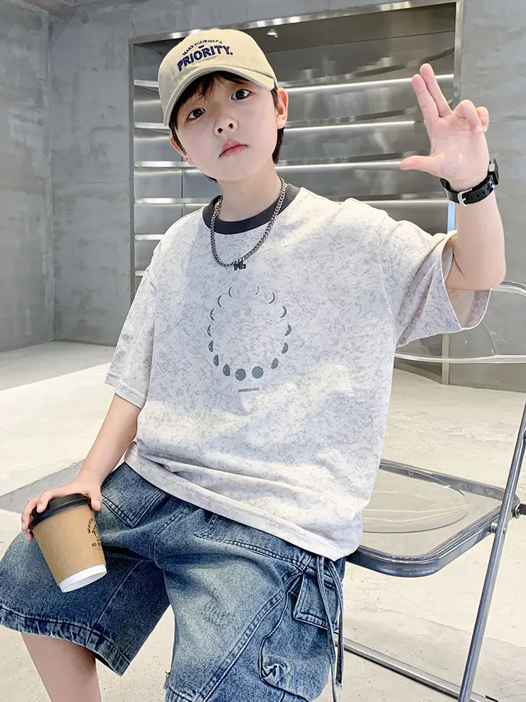 Summer Boys T-Shirt Blue Cotton Half Sleeve Kids Wear - Image 5