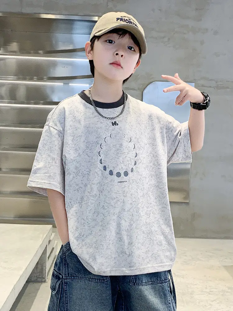 Summer Boys T-Shirt Blue Cotton Half Sleeve Kids Wear - Image 7