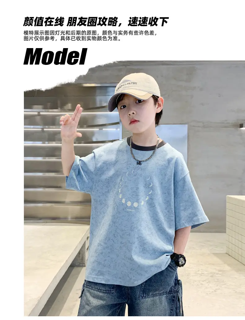 Summer Boys T-Shirt Blue Cotton Half Sleeve Kids Wear — feature 12