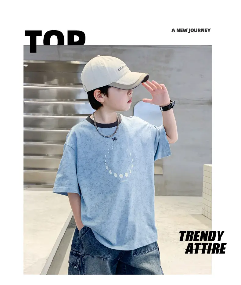 Summer Boys T-Shirt Blue Cotton Half Sleeve Kids Wear — feature 13