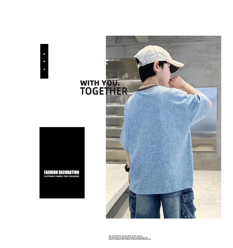 Summer Boys T-Shirt Blue Cotton Half Sleeve Kids Wear — feature 14
