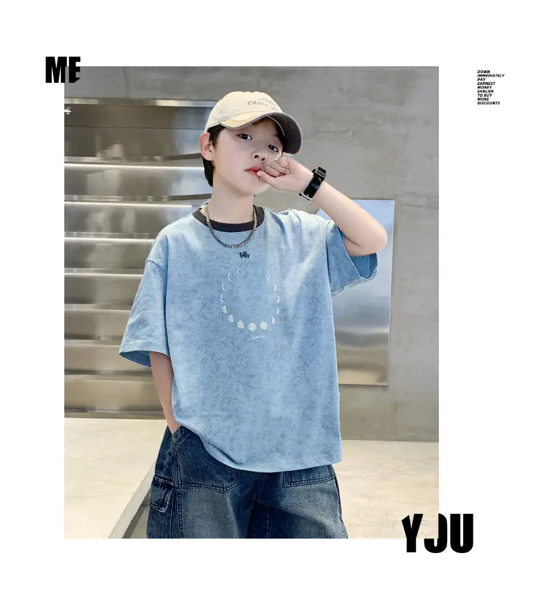 Summer Boys T-Shirt Blue Cotton Half Sleeve Kids Wear — feature 16