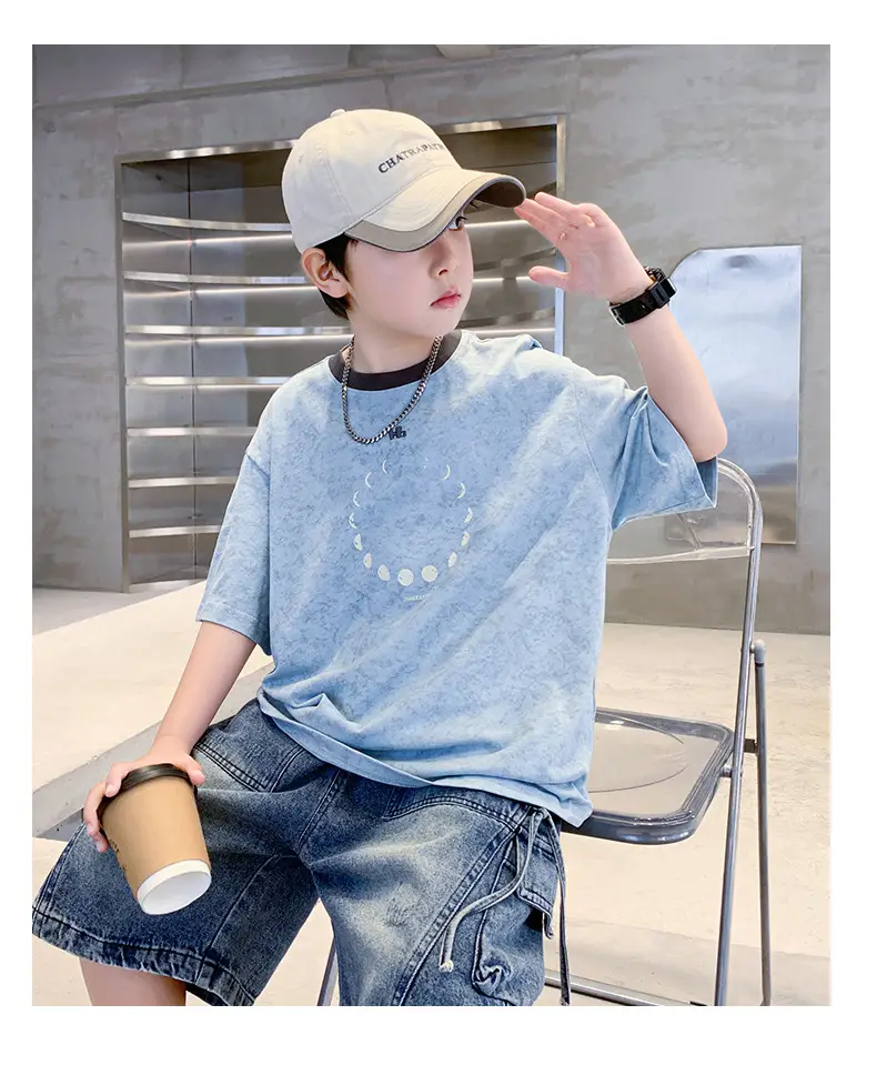Summer Boys T-Shirt Blue Cotton Half Sleeve Kids Wear — feature 19