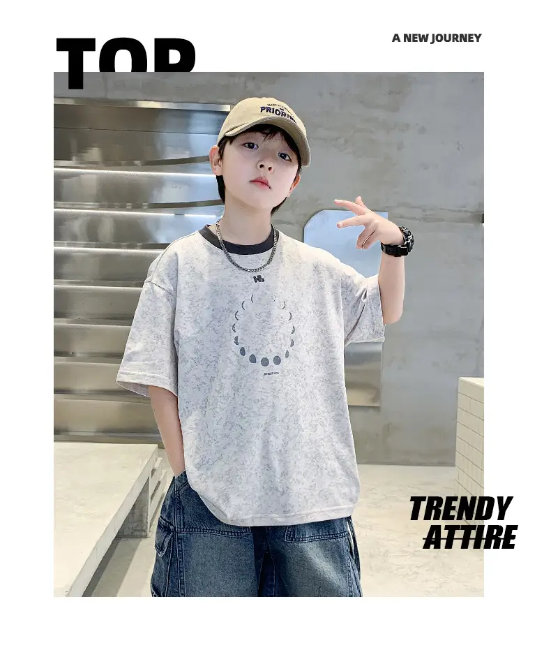 Summer Boys T-Shirt Blue Cotton Half Sleeve Kids Wear — feature 21