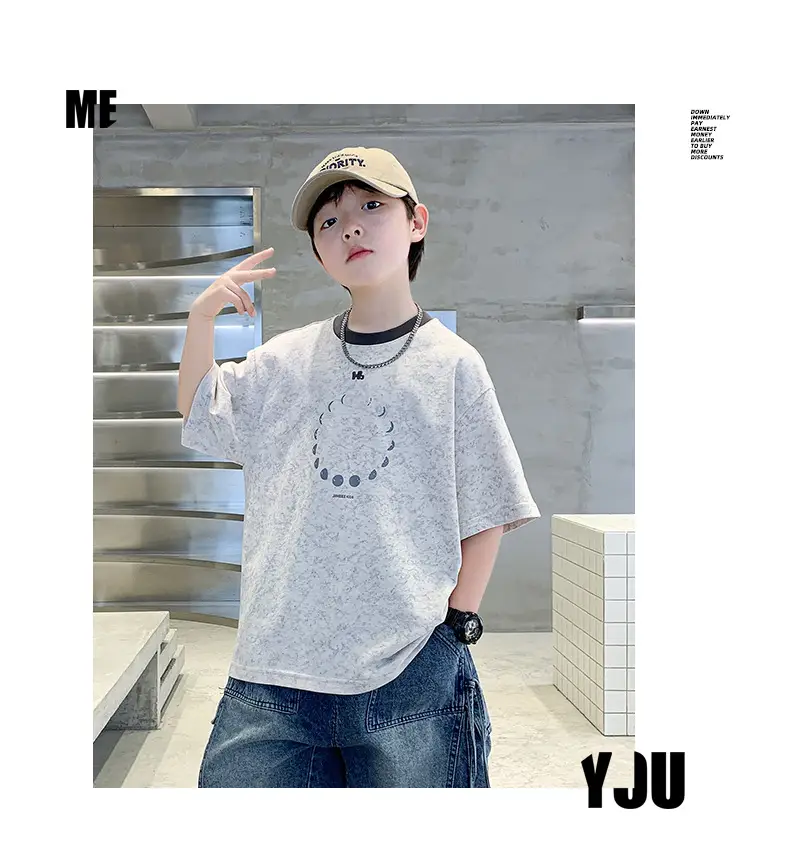 Summer Boys T-Shirt Blue Cotton Half Sleeve Kids Wear — feature 24