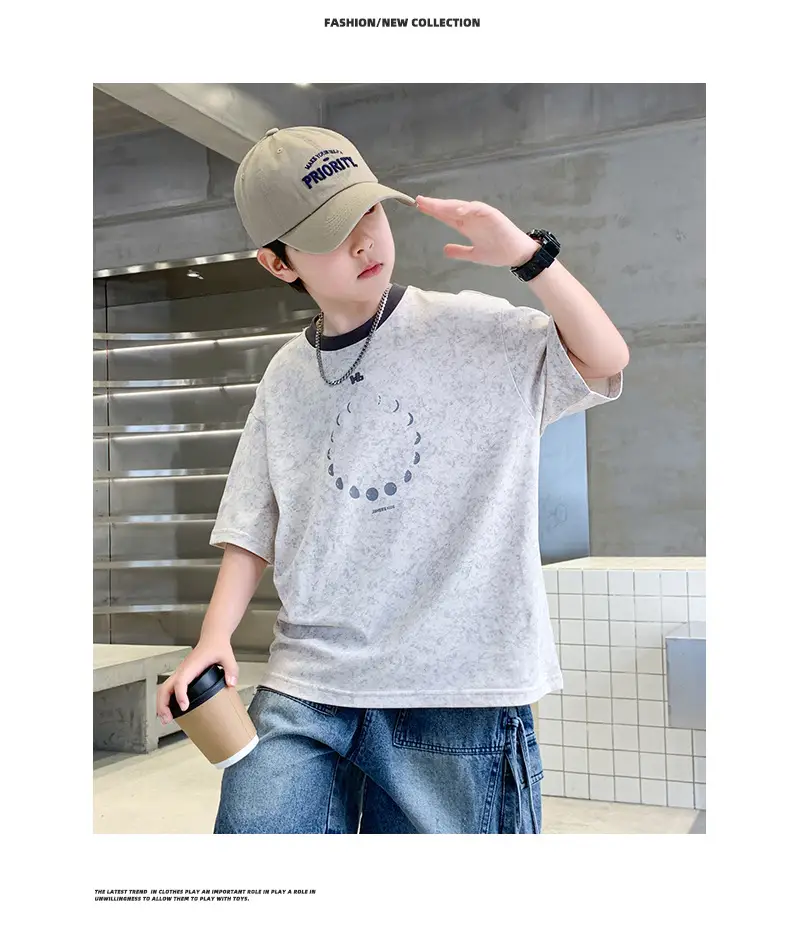 Summer Boys T-Shirt Blue Cotton Half Sleeve Kids Wear — feature 26