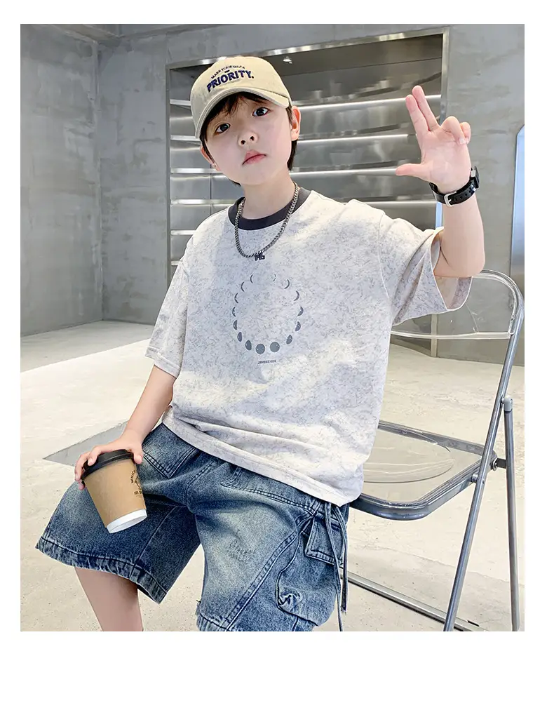 Summer Boys T-Shirt Blue Cotton Half Sleeve Kids Wear — feature 27