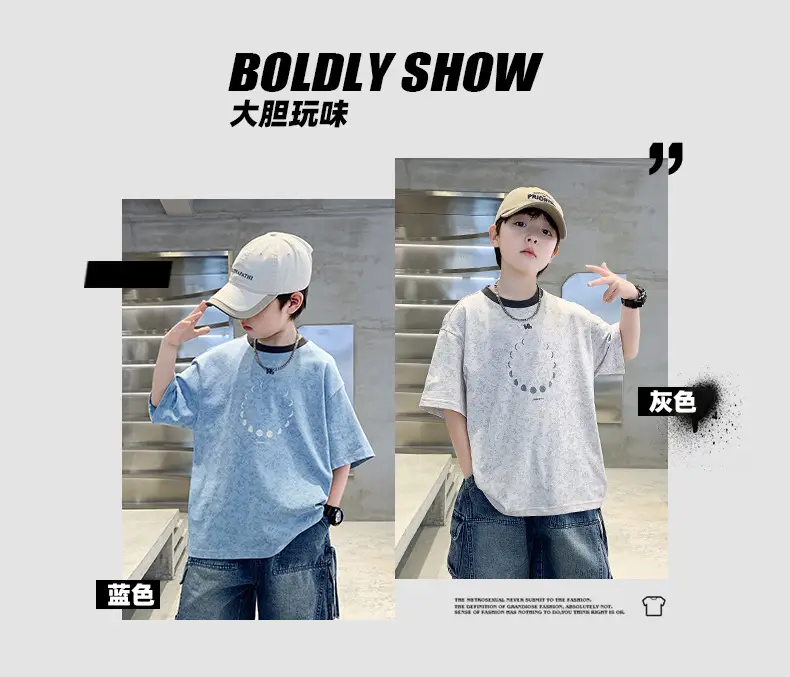 Summer Boys T-Shirt Blue Cotton Half Sleeve Kids Wear — feature 6