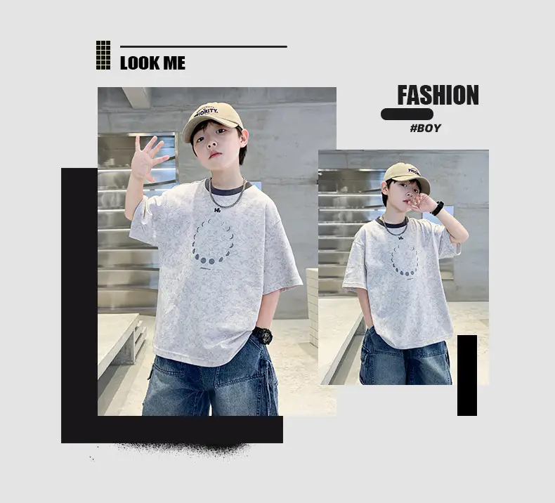 Summer Boys T-Shirt Blue Cotton Half Sleeve Kids Wear — feature 8