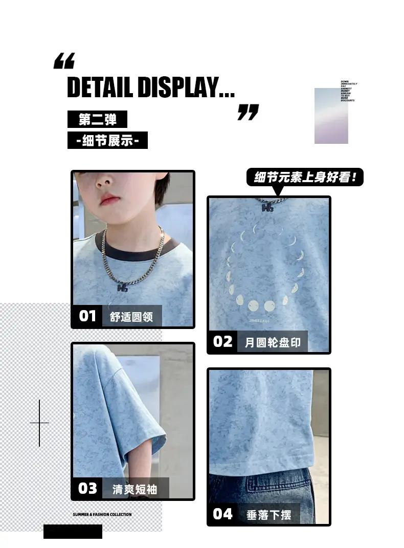 Summer Boys T-Shirt Blue Cotton Half Sleeve Kids Wear — feature 9