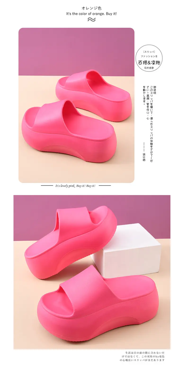 Thick Bottom Slides Women's Summer Non-slip Breathable Slippers EVA Wear-resistant Non-stinky Foot Platform Bottom Outer Wear Sandals — feature 13