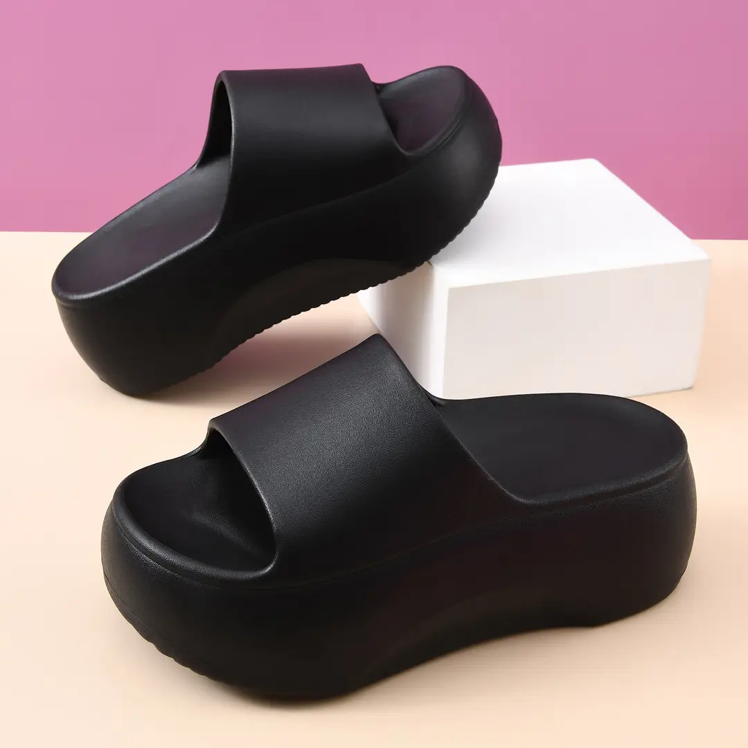 Thick Bottom Slides Women's Summer Non-slip Breathable Slippers EVA Wear-resistant Non-stinky Foot Platform Bottom Outer Wear Sandals - Image 2