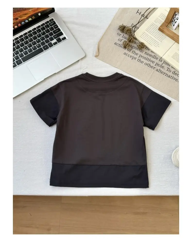 Kids Navy Blue Pocket T-Shirt Round Neck Short Sleeve — feature 18