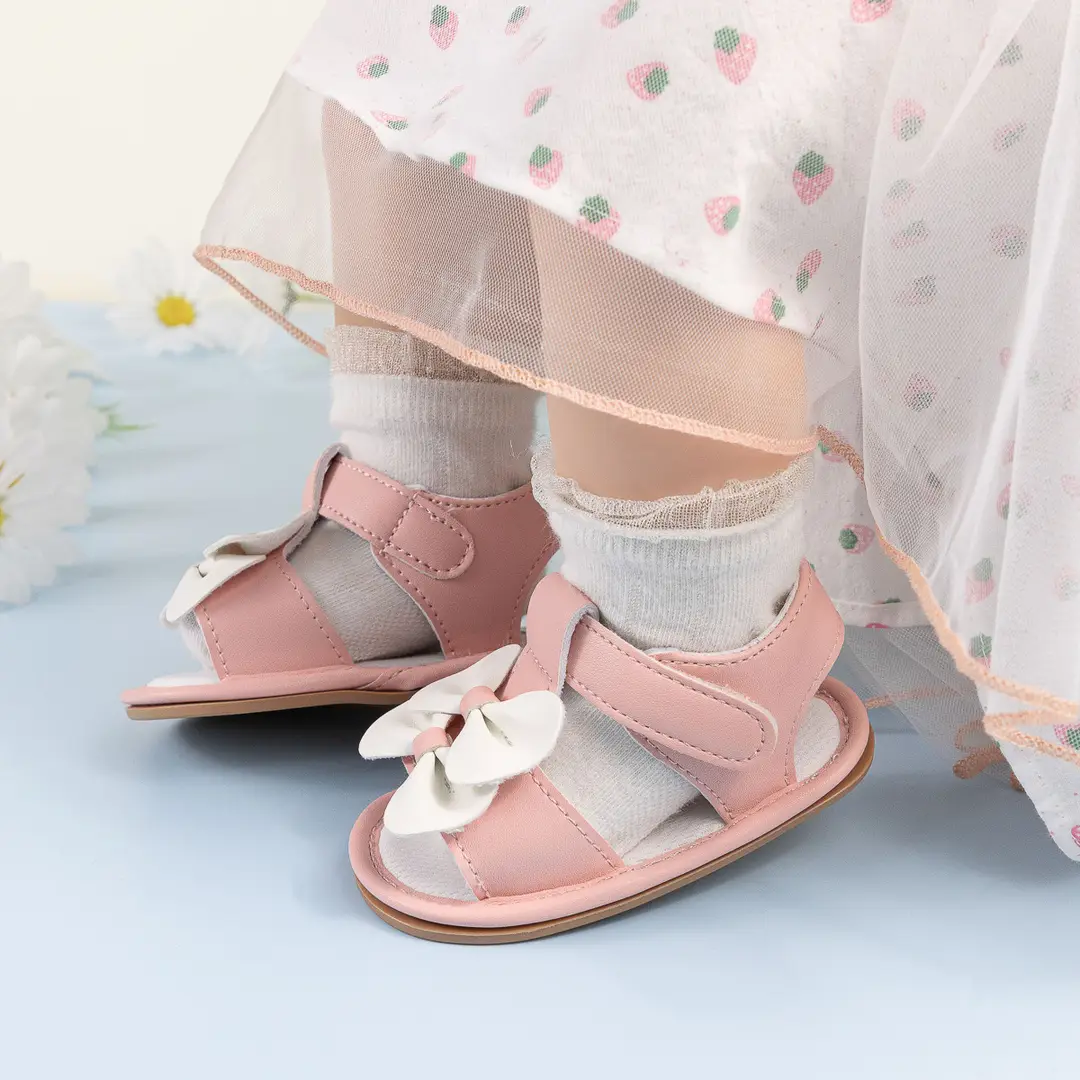 Cross-border New Summer Baby Cute Bow Sandals Baby Girl Solid Color Rubber Bottom Toddler Shoes Baby Shoes — feature 11