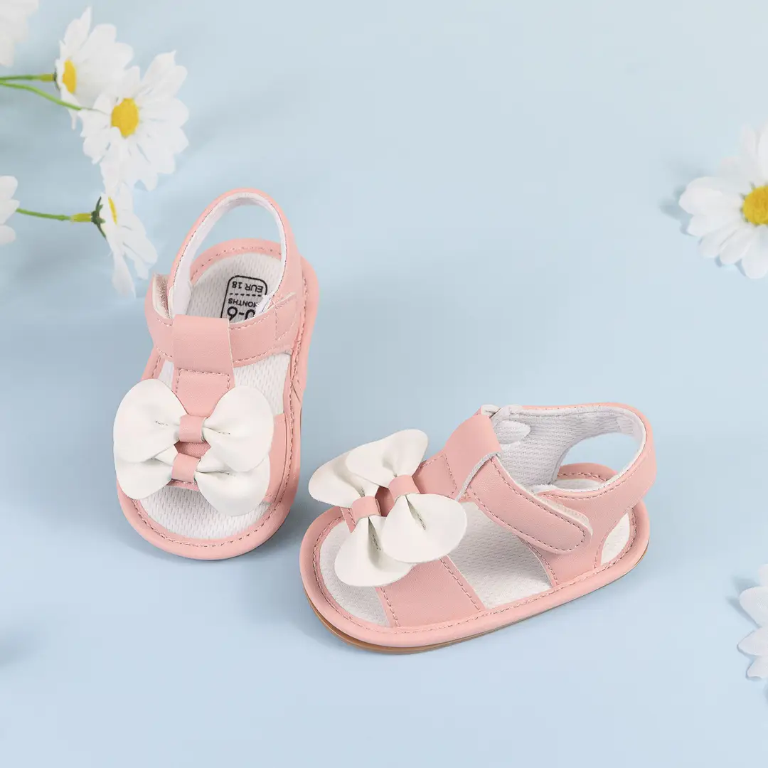 Cross-border New Summer Baby Cute Bow Sandals Baby Girl Solid Color Rubber Bottom Toddler Shoes Baby Shoes — feature 14