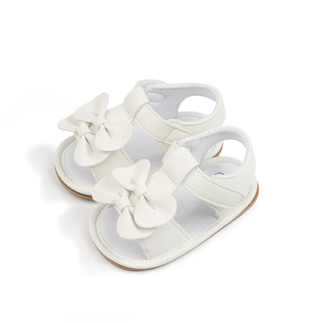 Cross-border New Summer Baby Cute Bow Sandals Baby Girl Solid Color Rubber Bottom Toddler Shoes Baby Shoes