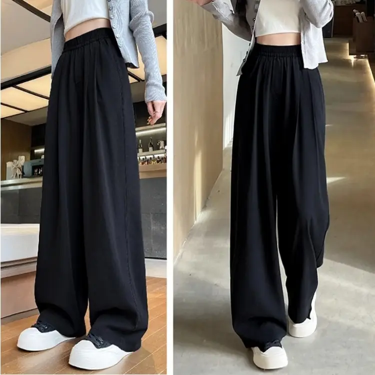 Summer 2026 New High-Waisted Casual Elastic Drapey Tencel Jeans for Women, Slimming Wide-Leg Yamamoto Long Pants