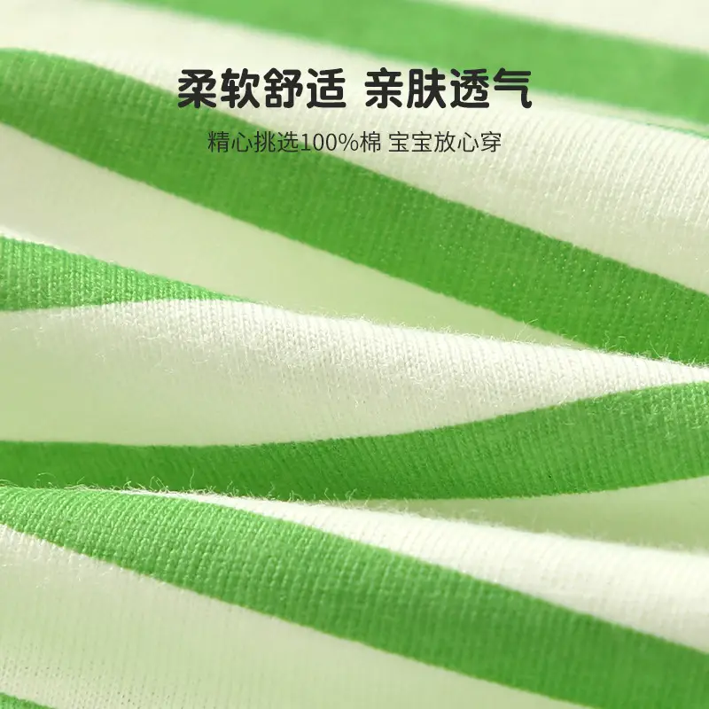Baby Cotton T-Shirt Green Striped Summer Wear