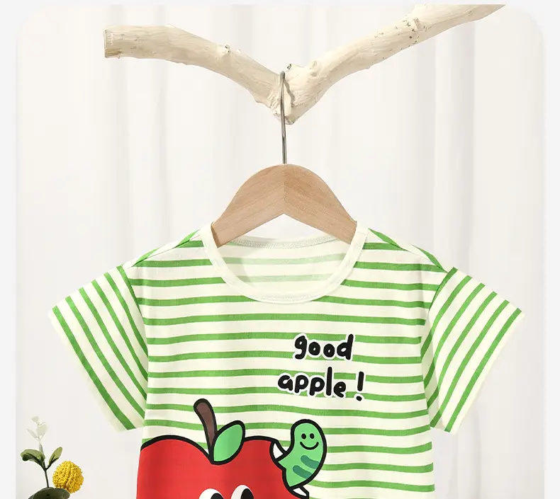 Baby Cotton T-Shirt Green Striped Summer Wear — feature 12