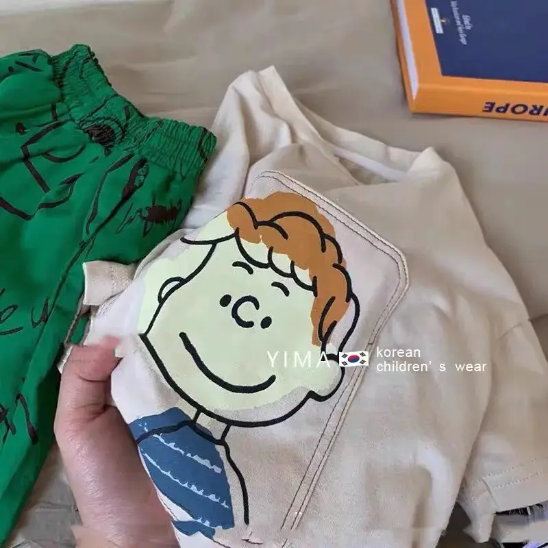 Korean Kidsren Boys Cartoon T-Shirt Shorts Set 2023 - Image 3