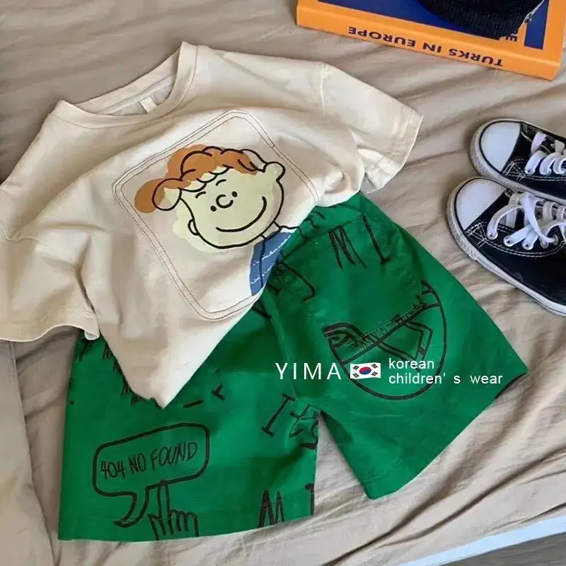 Korean Kidsren Boys Cartoon T-Shirt Shorts Set 2023 — feature 3