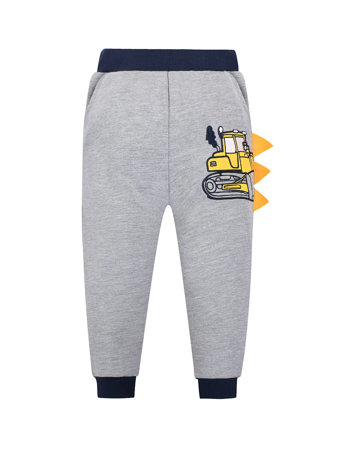 Boys Grey Cotton Sweatpants with Cartoon Print